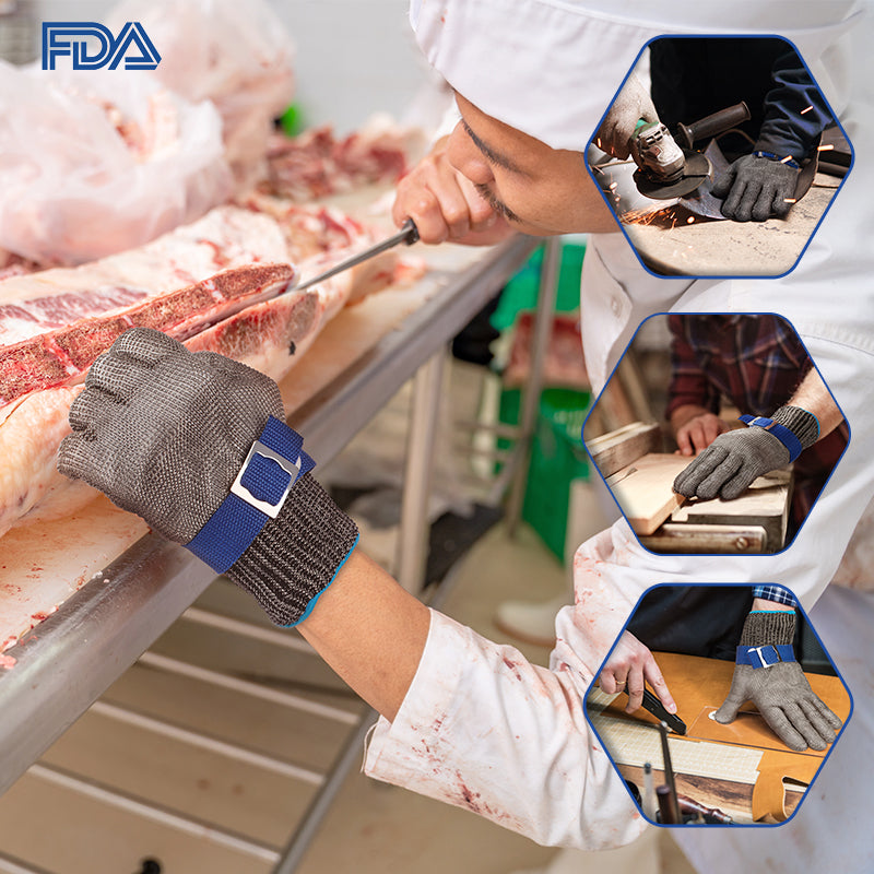 Cut-Resistant Stainless Steel Wire Metal Mesh Work Gloves